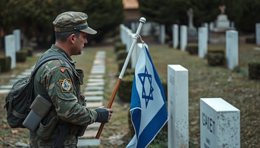 Israeli soldier in cemetery commemorating Israel's Memorial Day 2025