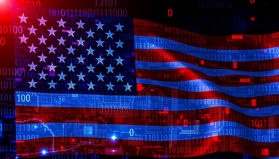 Trump policies impact on big tech illustrated as abstract US flag with binary code.