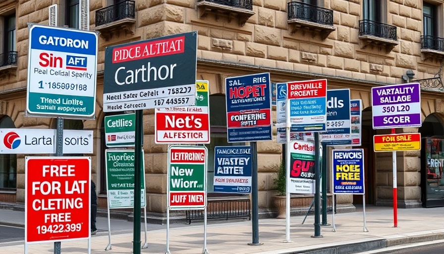 Real estate signs outside a UK building depicting rental property shortage.