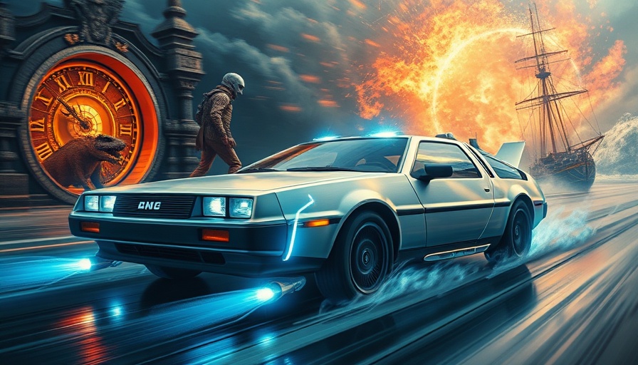 Futuristic DeLorean illustrating classic time travel movies.