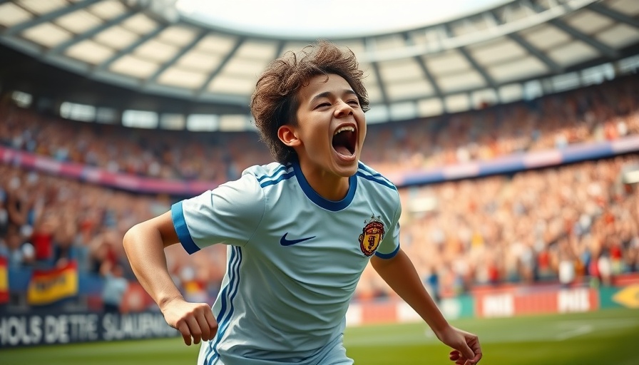 Soccer player celebrates goal in Queen of the South playoff.