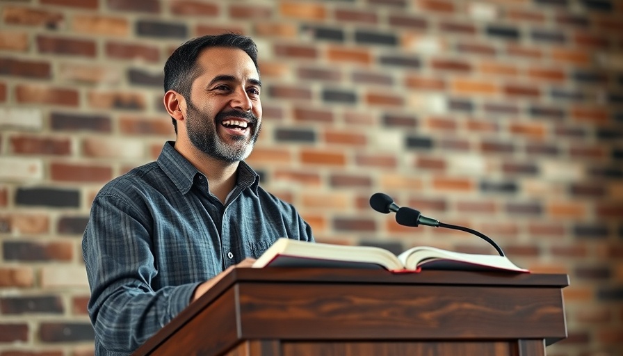 Philippians 2:3-11 humility sermon with male speaker at church.