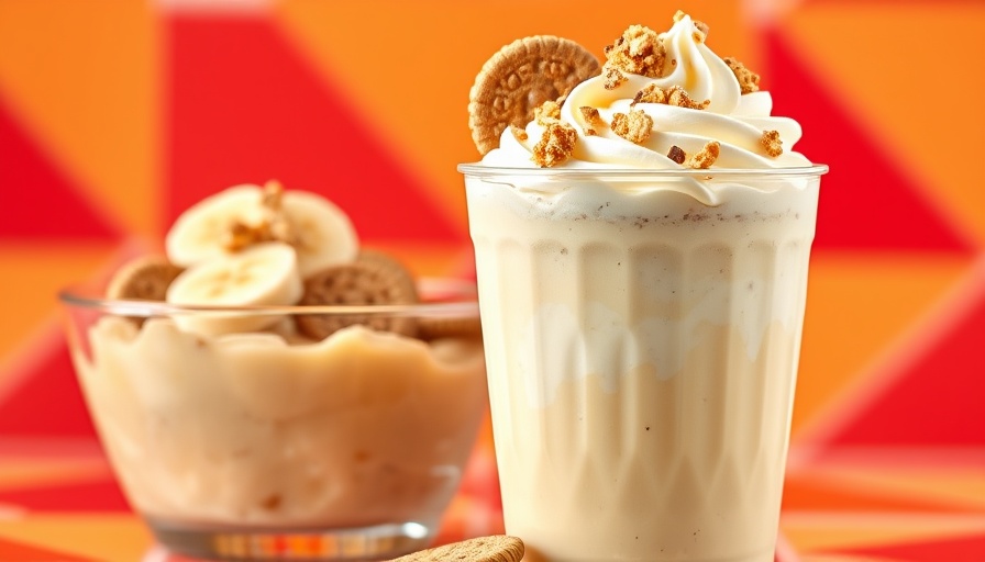 Banana pudding shake with whipped cream and cookies.