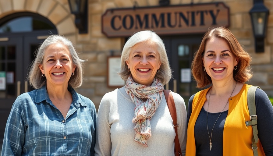 Three smiling women at community center for neurodivergent support.