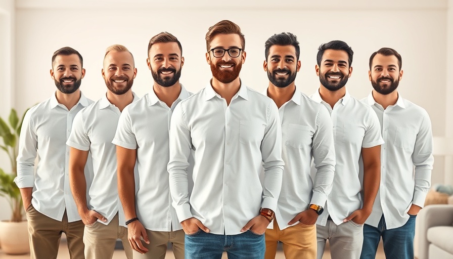 Diverse group of men with cartoon character, photorealistic interior.