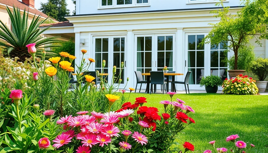 Modern garden with lush flowers in residential setting, is it illegal to be naked in your garden?