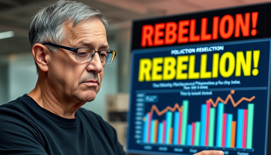 Starmer in Trouble: Serious man analyzing election results with rebellion theme.