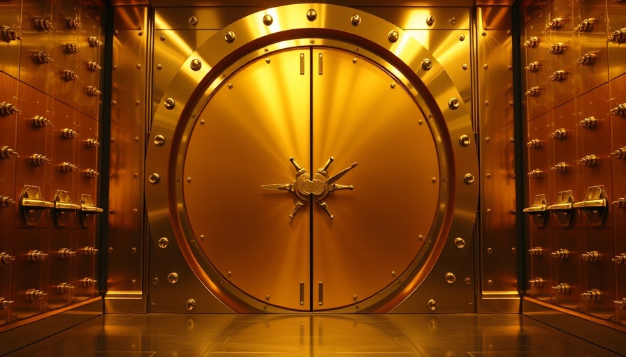 Massive gold vault door symbolizing wealth and security.