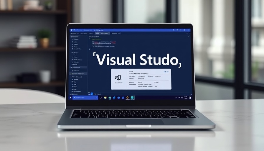 Learn to code with Microsoft Visual Studio course promotion on laptop screen.