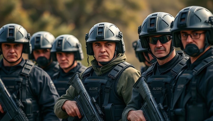 Syria conflict impact: armed personnel outdoors in tactical gear.