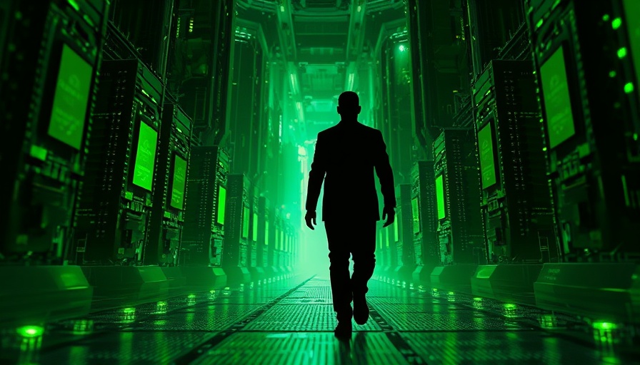 Mysterious silhouette in a futuristic chipscape.