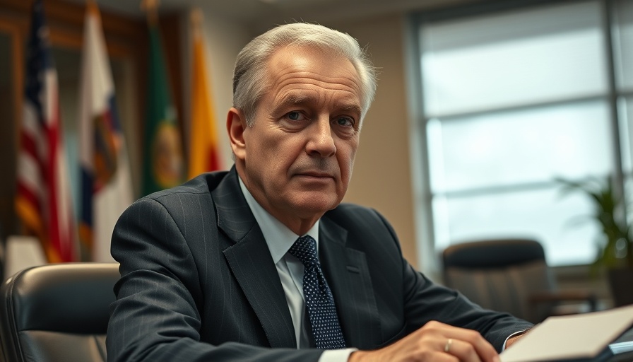 Older gentleman in office setting discussing domestic drug manufacturing.