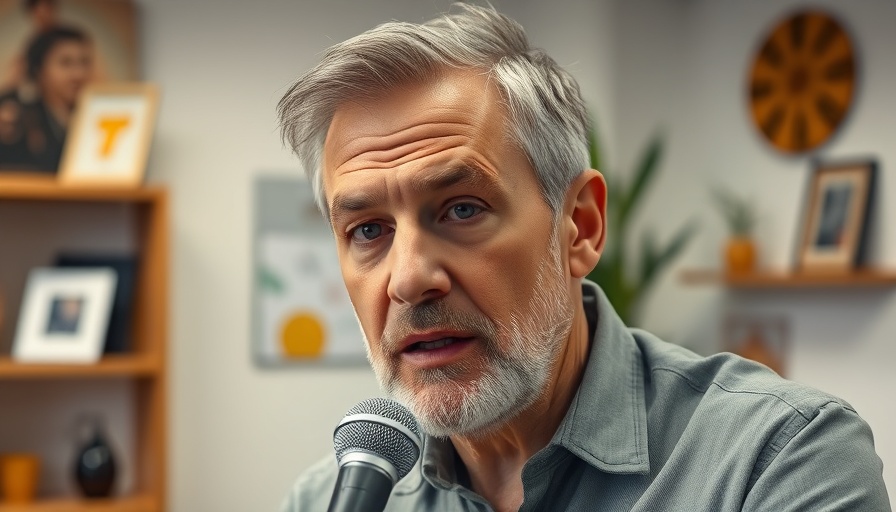 Man speaking into microphone, emphasizing ordinary roles, indoor setting.
