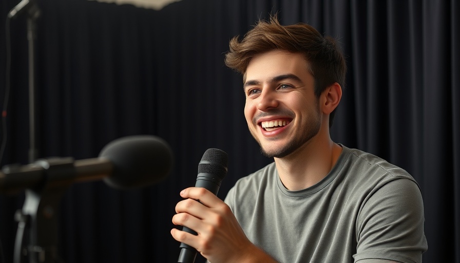 Young man in a studio explaining how to put people at ease.
