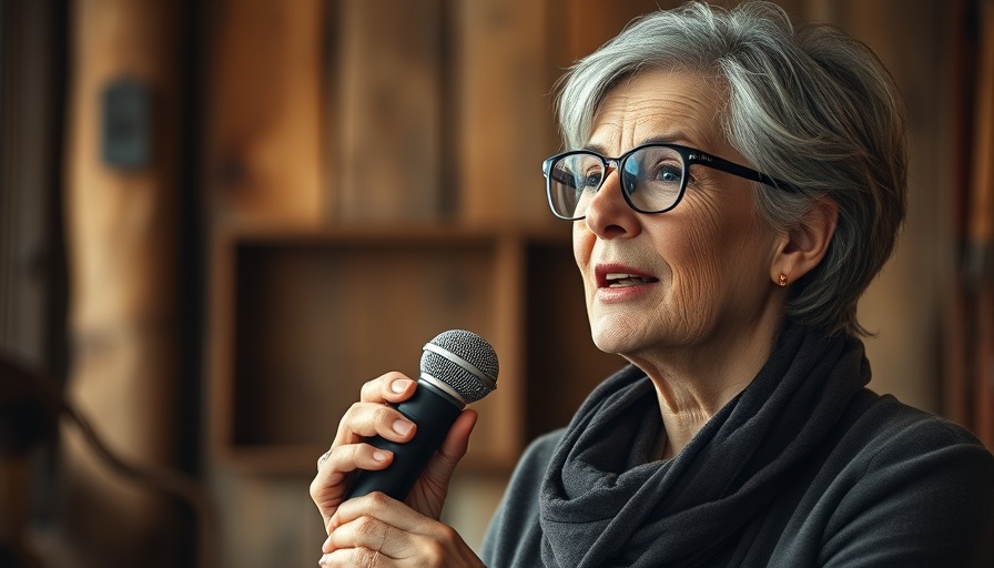 Are Your Emotions Lying to You? Mature woman explaining confidently in a rustic setting.