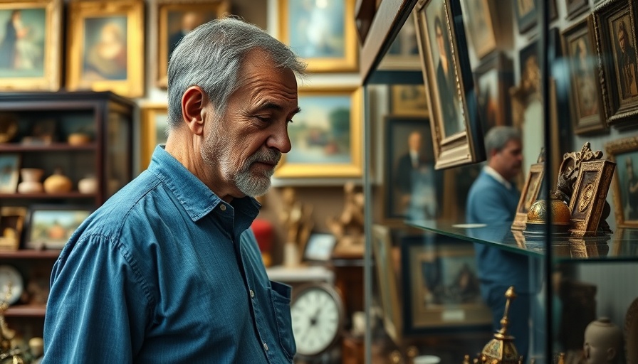 Gainsborough Antiques Center interior with man inspecting items.