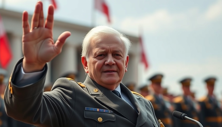 Victory Day ceremony with elderly man waving, Ukraine impact.