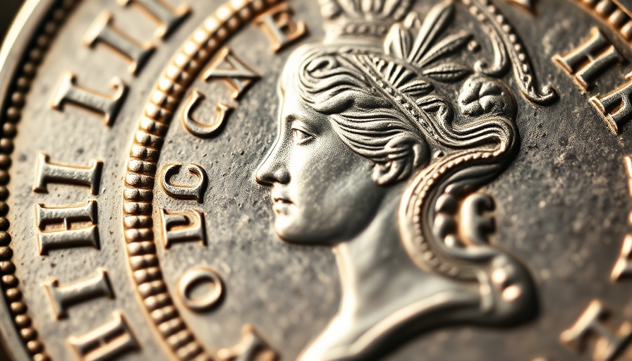 Close-up of 1893 Victoria Widow Half Crown Coin held by hand.