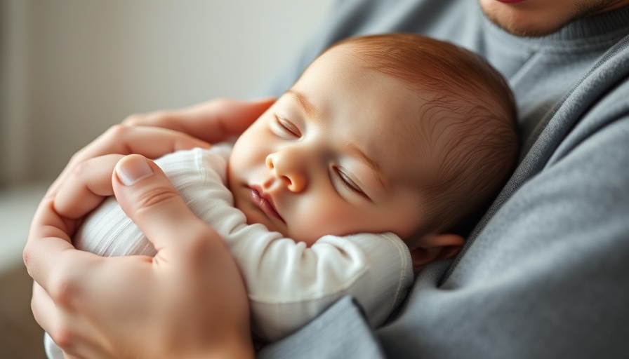 Tender moment with a newborn embraced gently, reflecting warmth.