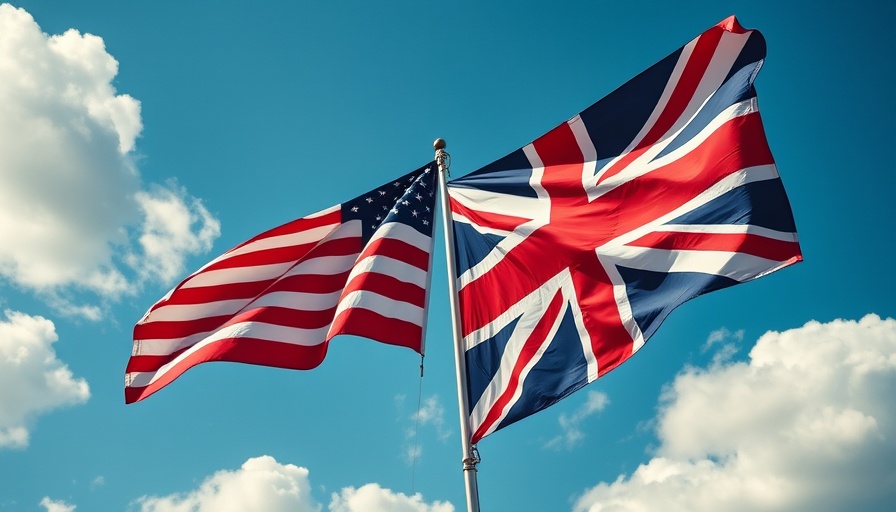 American and British flags waving under blue sky for 100 Americans vs 100 Brits TikTok debate.