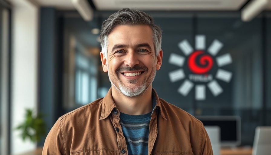 Middle-aged man smiling in office, related to later life lending opportunities.