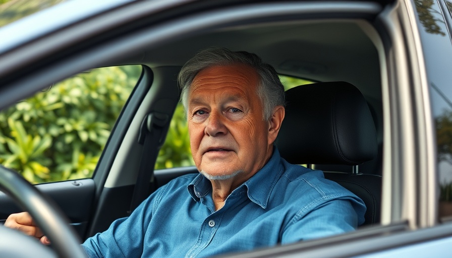 Older man in a car discussing financial freedom.