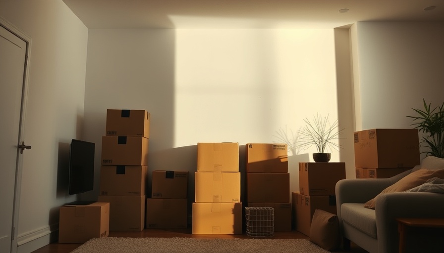 Empty room with moving boxes symbolizing eviction.