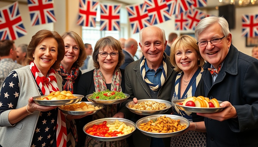 VE Day Celebrations in Dumfries with people holding platters.