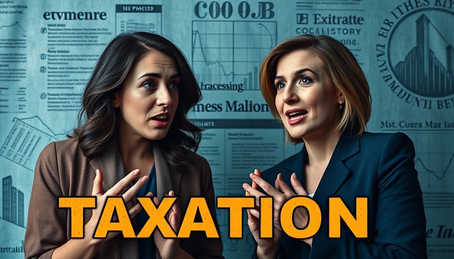 Discussion on Tax Burden in the UK with expressive hosts and text overlays.