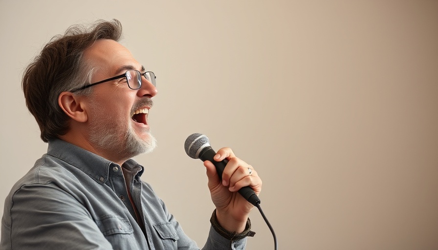 Man passionately discussing in a microphone, breaking free from sin's cage.