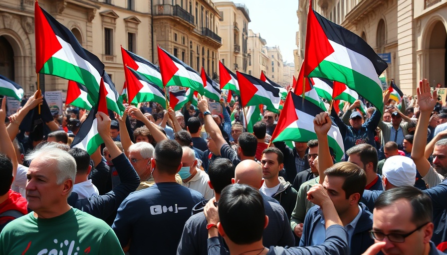 Protestors advocating for a Palestinian state without Israeli input.