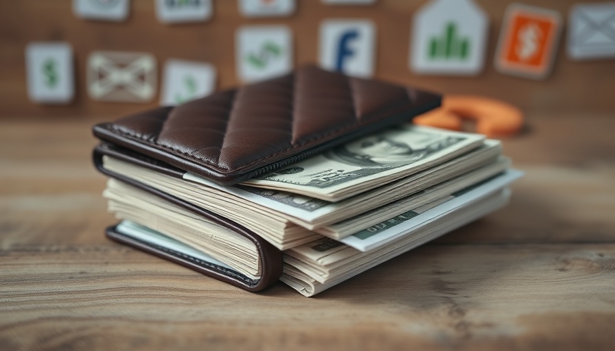 Cash stuffing budgeting technique with wallet and cash stacks.