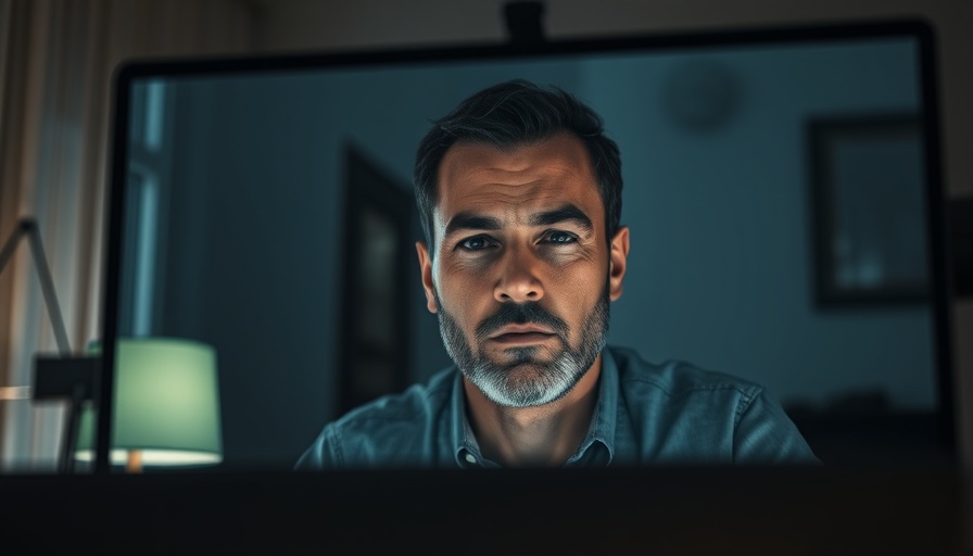Dimly lit man's face from video call discussing end of American exceptionalism.