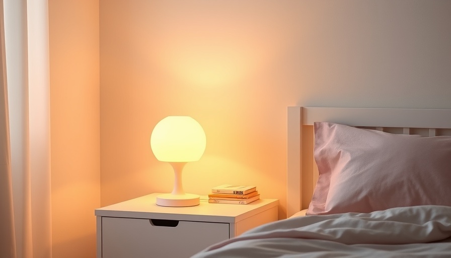 IKEA SPETSBOJ table lamp glowing warmly on a bedroom nightstand.