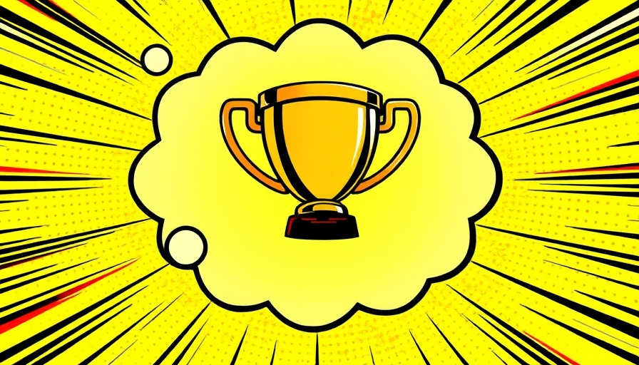 Confessions of a Striver concept: trophy in thought bubble, comic style.