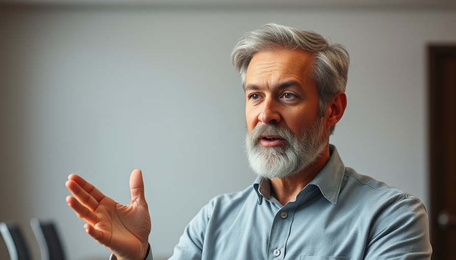 Middle-aged man speaking in an office setting.