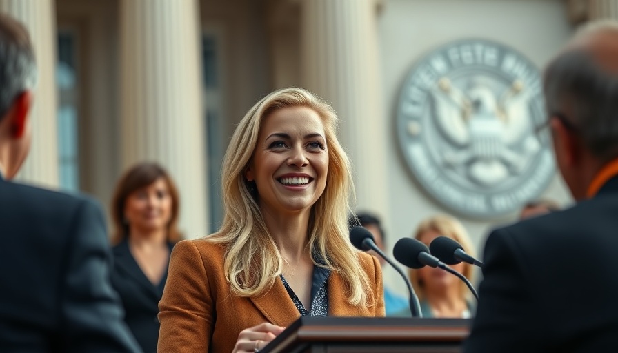 Woman addressing children's questions in politics at podium