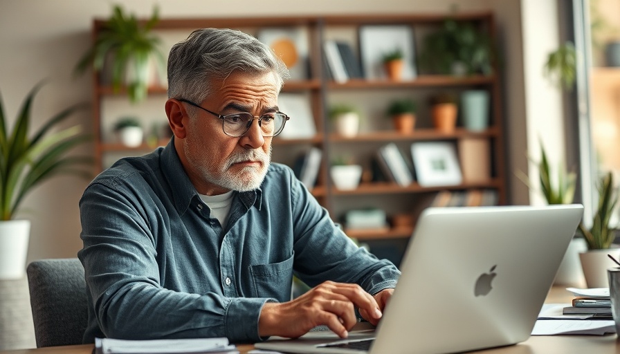 Middle-aged man in an office showing impact of AI on mortgage brokers.