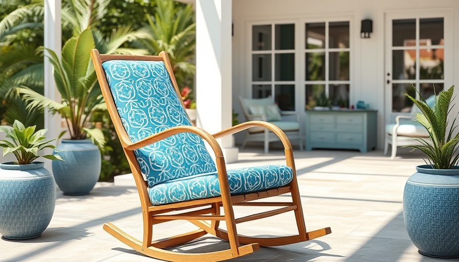 Affordable luxury garden furniture with blue cushion on patio.
