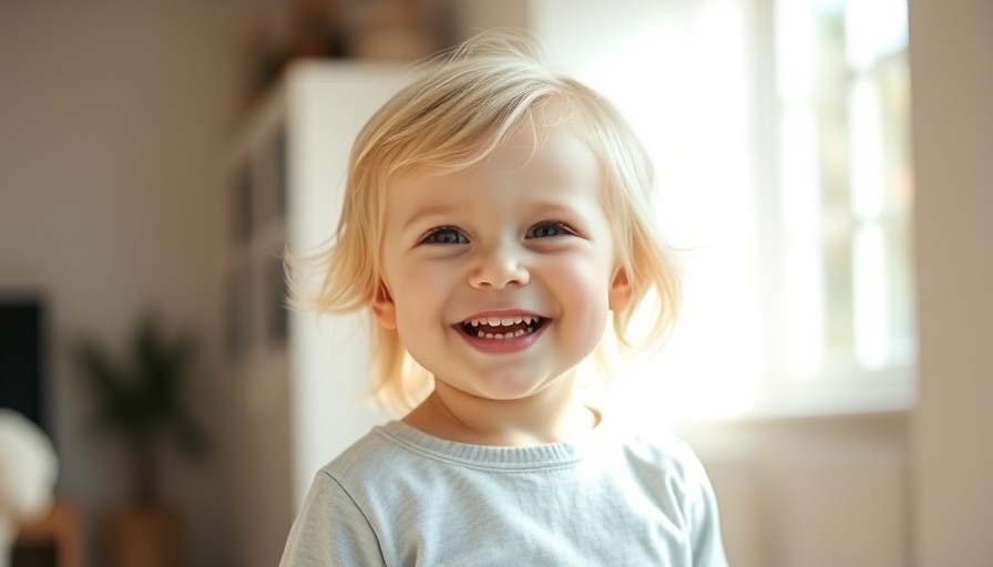 Joyful toddler appreciating the little things in life indoors.