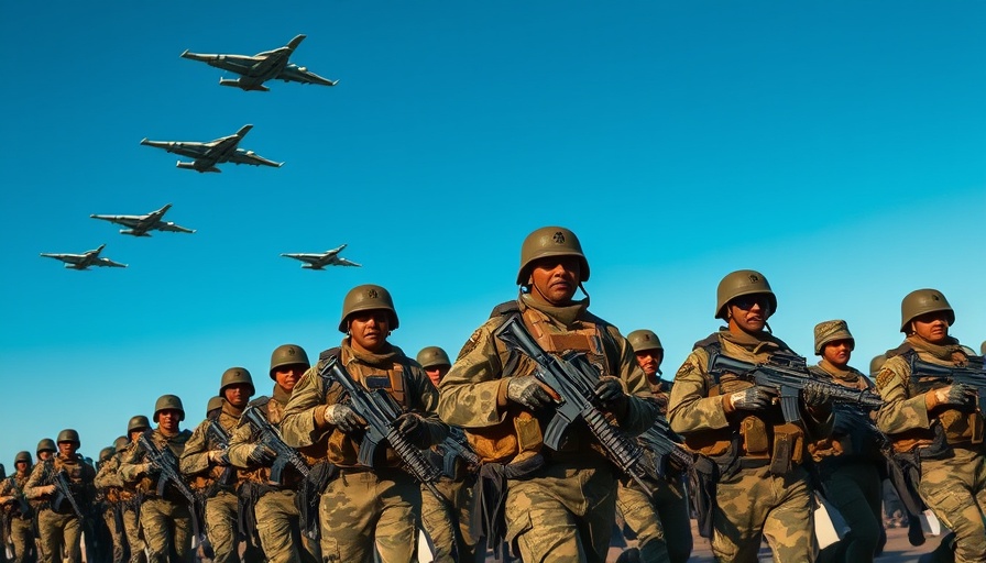 Image depicting armed individuals and military jets, reflecting Houthi threat.