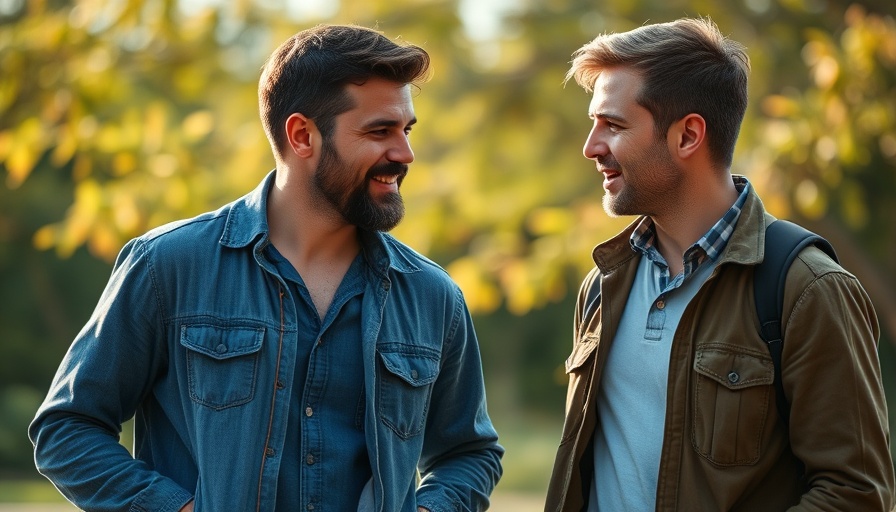 True Religion Journey discussion between two men outdoors.