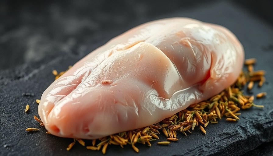 Raw chicken breast and dried herbs on rustic dish for weight loss