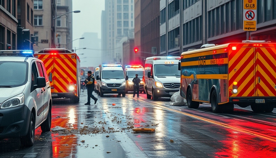 Emergency response scene on a rainy street during Liverpool victory parade incident.
