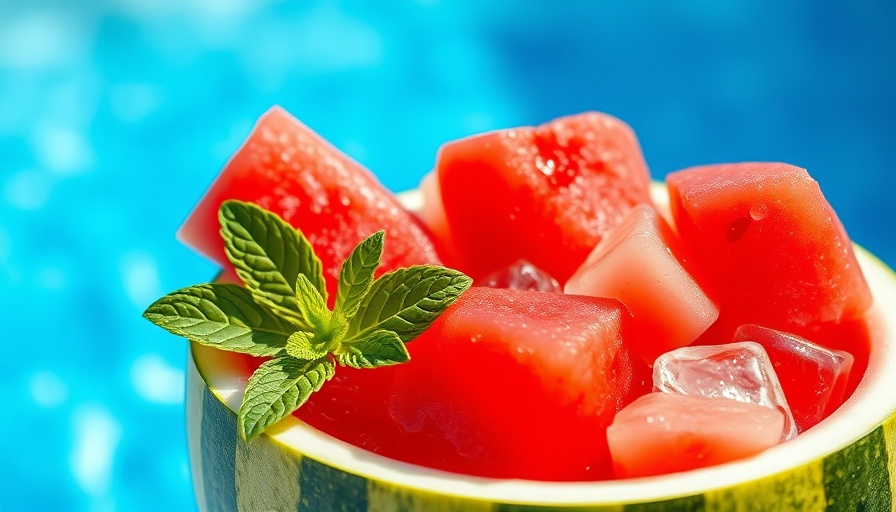 Lucy Wang's Watermelon Soju cocktail with mint and ice in a bright setting.