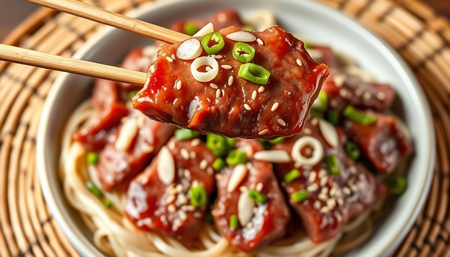 Delicious beef tataki recipe with garlic and sesame, close-up.