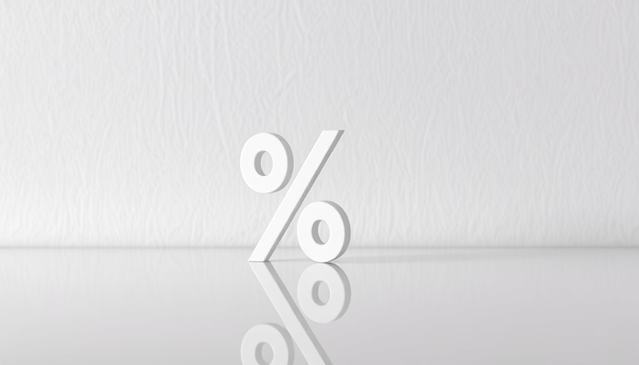 Minimalist white percentage symbol reflecting on a glossy surface.