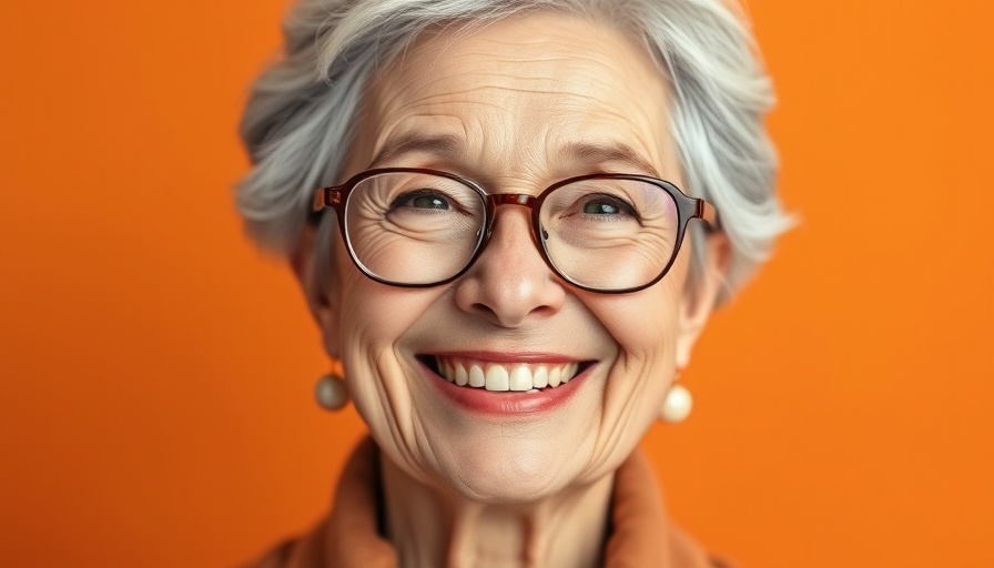 Cheerful older woman with glasses, equity release group appointment.