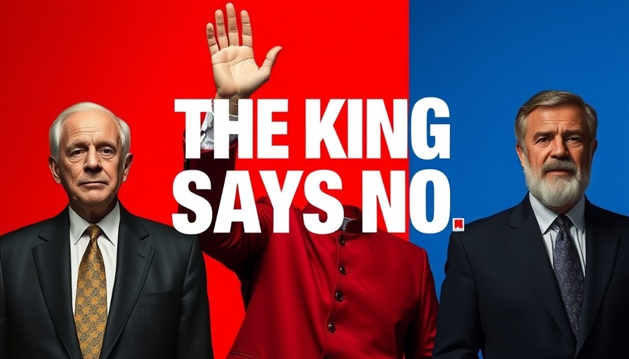 Image depicting King Charles and diplomatic figures with a bold message, focusing on relations with Canada and the USA.