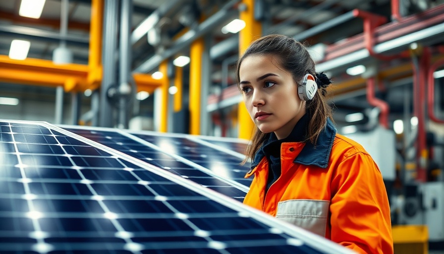 Technician inspecting solar panels in a modern Chinese factory for renewable energy investments.